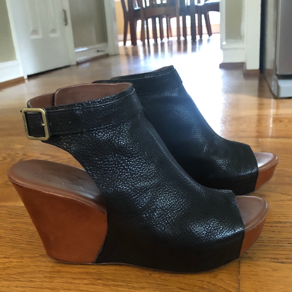 Kork-Ease Black-Brown BERIT Leather Wedge